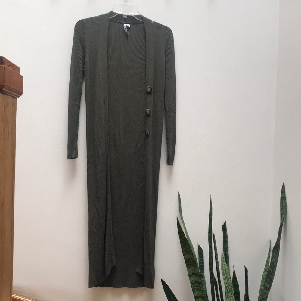 Rue & Willow Ribbed Cardigan Duster (Olive)